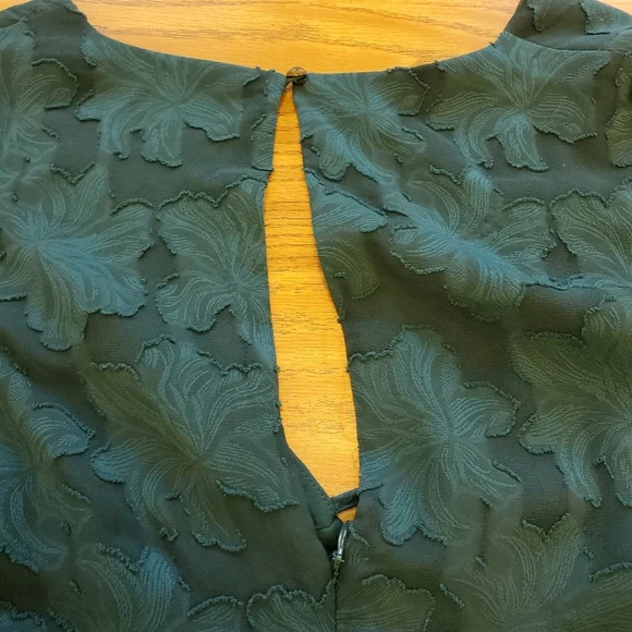 Anthropologie Jacquard Tunic Dress Green Teal Puff Sleeve Size 2P - Picture 5 of 11